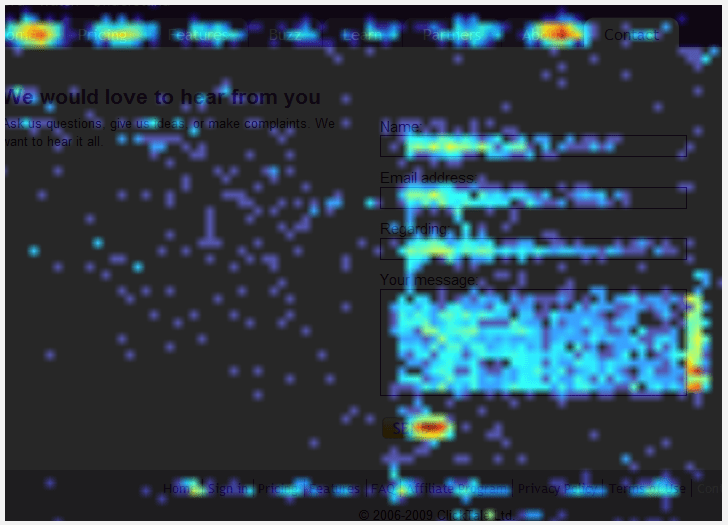Clickmap réalisée avec ClickTale Clickmap réalisée avec ClickTale
