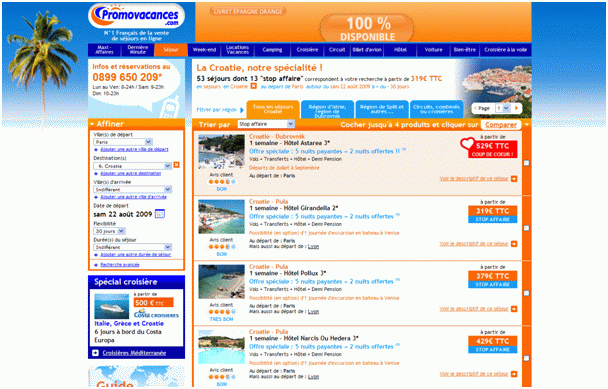 Landing page PromoVacances sur la Croatie Landing page PromoVacances sur la Croatie