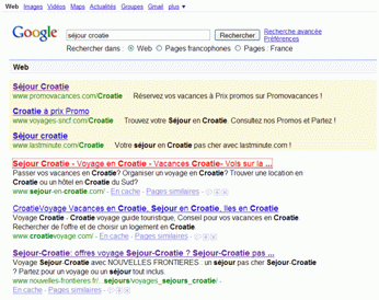 Résultats de recherche sous Google pour Vacances en Croatie Résultats de recherche sous Google pour Vacances en Croatie